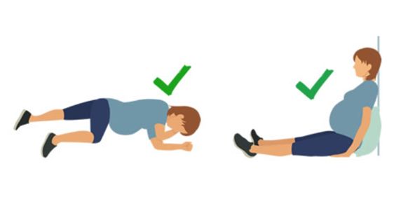 If the person is pregnant, lay them on their left side or sit on the ground with their back supported and with their legs outstretched.