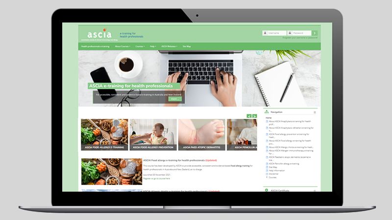 ASCIA food allergy e-training for health professionals 
